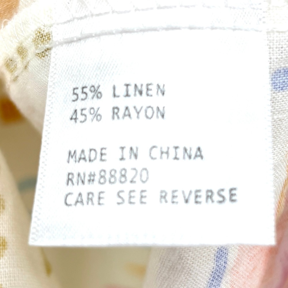 Calypso St Barth Button Down‎ Shirt Linen Blend Postcard Print Long Slv Tunic S - Picture 4 of 13